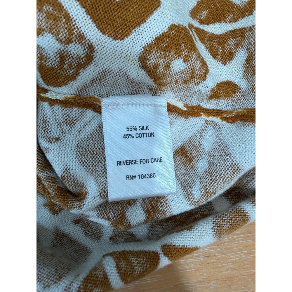 Garnet Hill Silk Cotton Blend Abstract Geometric Print Sweater Sz L Ochre Yellow - Picture 5 of 7
